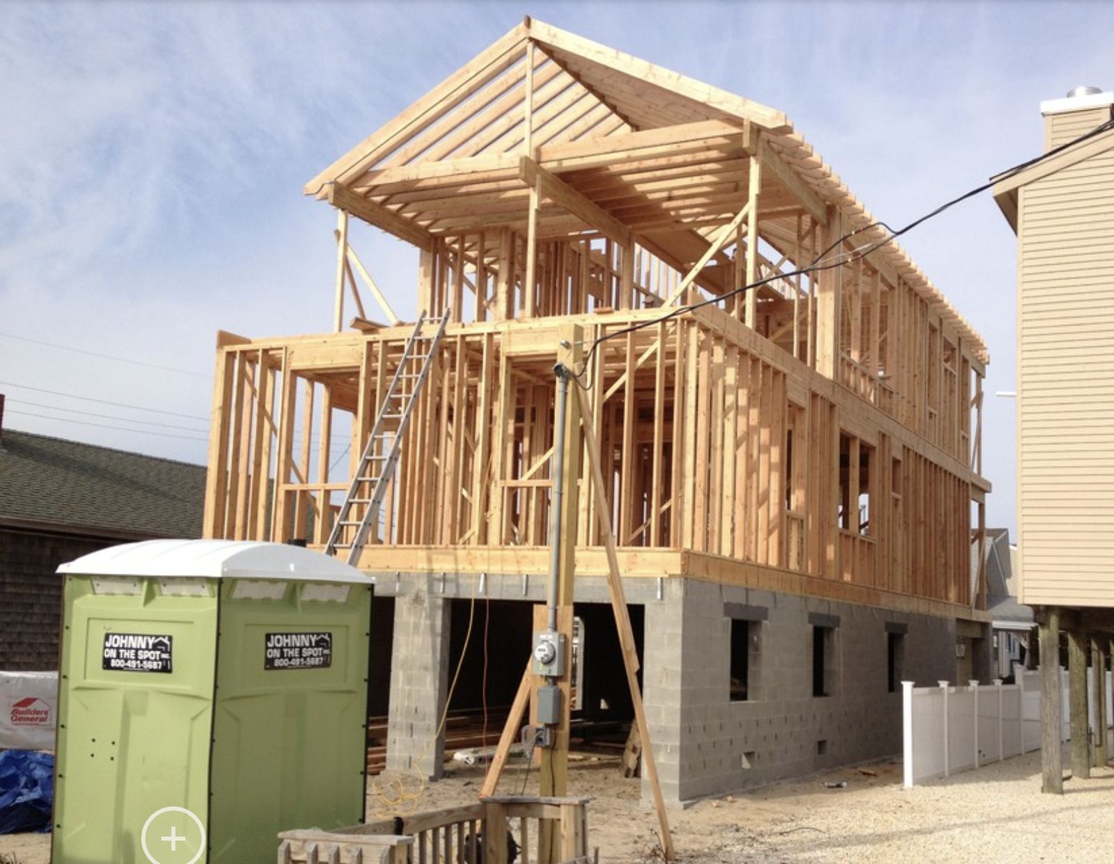 Two-story wood framing on a new home under construction